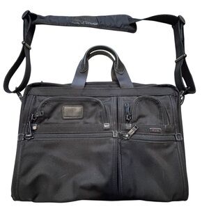 Tumi Black Nylon Laptop Briefcase 26114DH Shoulder Strap Name Tag Pacsafe